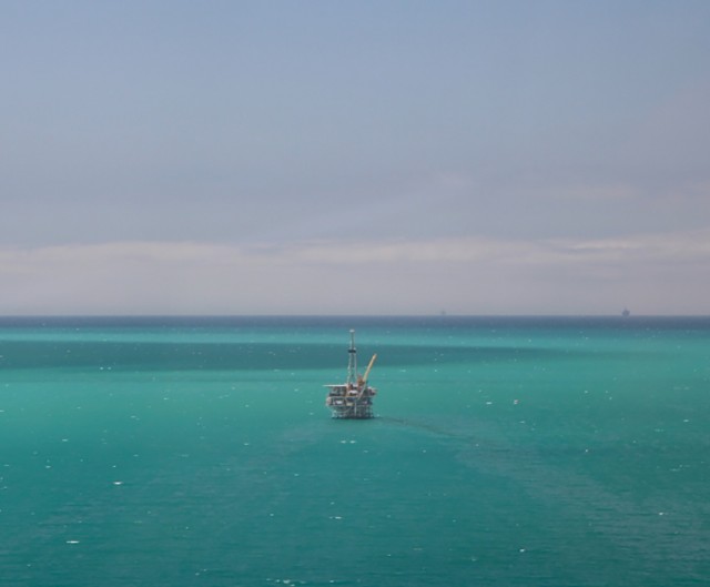 The turquoise color of the Santa Barbara Channel is due to a bloom of chalk-forming phytoplankton called coccolithophores. Credit: David Valentine